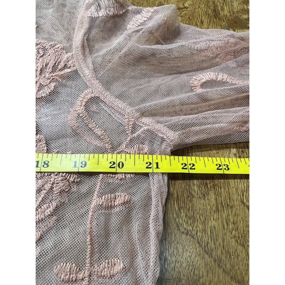 Vtg Large Peach Sheer Embroidered Lace Tunic Top Festival Boho Witchy Romantic - Picture 6 of 11